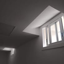 Detalle de chaflanes de escayola para entrada de luz natural